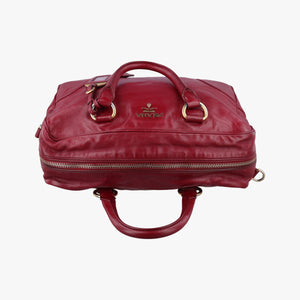 Pre-owned Prada Vitello Shine Shopping Peonia Burgundy Leather BL0821 shoulderbag | stylenewstar