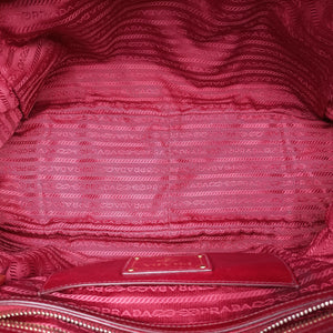 Pre-owned Prada Vitello Shine Shopping Peonia Burgundy Leather BL0821 shoulderbag | stylenewstar