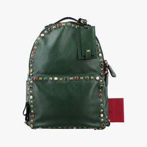 Pre-owned Valentino Rockstud Green Leather backpack/rucksack | stylenewstar