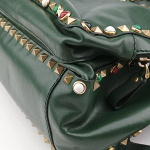 Pre-owned Valentino Rockstud Green Leather backpack/rucksack | stylenewstar