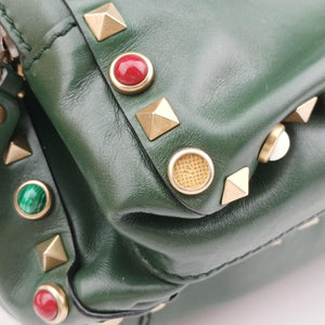 Pre-owned Valentino Rockstud Green Leather backpack/rucksack | stylenewstar