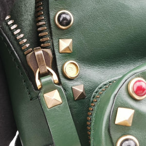 Pre-owned Valentino Rockstud Green Leather backpack/rucksack | stylenewstar