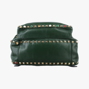 Pre-owned Valentino Rockstud Green Leather backpack/rucksack | stylenewstar