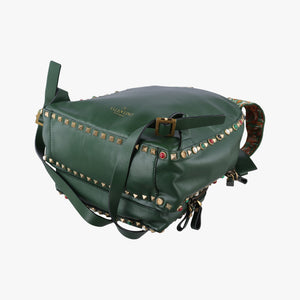 Pre-owned Valentino Rockstud Green Leather backpack/rucksack | stylenewstar