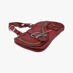 Secondhand Christian Dior Gaucho Burgundy Leather handbag | stylenewstar