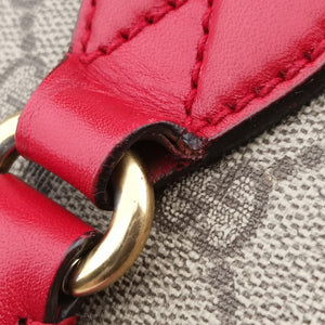 Pre-owned Gucci GG SUPREME Beige×Pink×Red PVC coated canvas × leather 409534 shoulderbag | stylenewstar