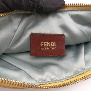 Pre-owned Fendi Zucchino Studded Tobacco Brown × Gold fabric 8BR594 handbag | stylenewstar