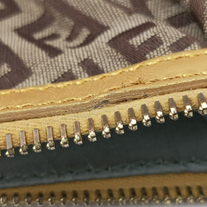 Pre-owned Fendi Zucchino Studded Tobacco Brown × Gold fabric 8BR594 handbag | stylenewstar