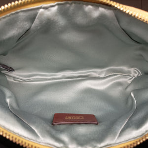 Pre-owned Fendi Zucchino Studded Tobacco Brown × Gold fabric 8BR594 handbag | stylenewstar