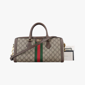 Pre-owned Gucci Ophidia GG Small Brown PVC coated canvas×Leather 524532 shoulderbag | stylenewstar