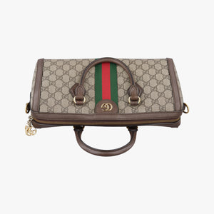 Pre-owned Gucci Ophidia GG Small Brown PVC coated canvas×Leather 524532 shoulderbag | stylenewstar