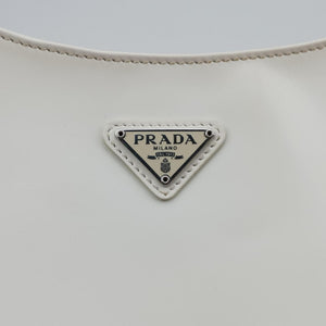 Pre-owned Prada Cleo White Brushed leather 1BC499 shoulderbag | stylenewstar