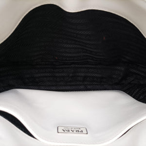 Pre-owned Prada Cleo White Brushed leather 1BC499 shoulderbag | stylenewstar
