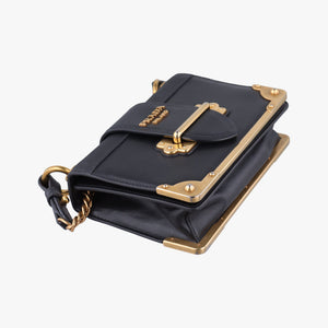 Secondhand Prada Cahier Black Leather×SAFFIANO Leather 1BD045 shoulderbag | stylenewstar