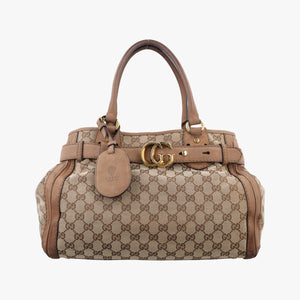 Pre-owned Gucci GG Running Brown GGCanvas×Leather 247183 shoulderbag | stylenewstar