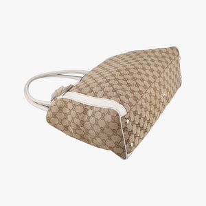 Pre-owned Gucci GG Abbey Brown Canvas×Leather 189828 shoulderbag | stylenewstar