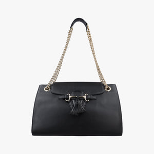 Pre-owned Gucci Emily Black Leather 295403 shoulderbag | stylenewstar