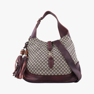 Pre-owned Gucci New Jackie Beige × Bordeaux canvas×leather 246907 shoulderbag | stylenewstar