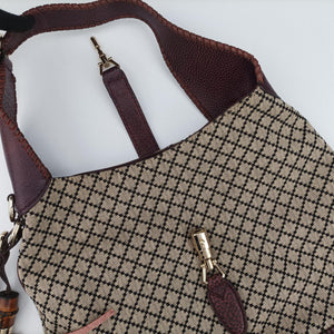 Pre-owned Gucci New Jackie Beige × Bordeaux canvas×leather 246907 shoulderbag | stylenewstar