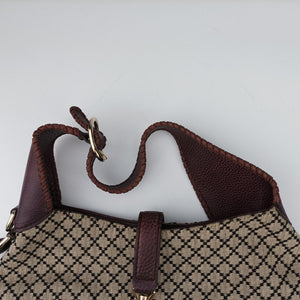 Pre-owned Gucci New Jackie Beige × Bordeaux canvas×leather 246907 shoulderbag | stylenewstar