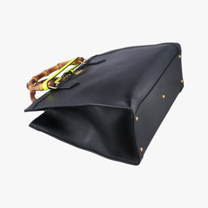 Pre-owned Gucci Bamboo Black Leather 655658 handbag | stylenewstar