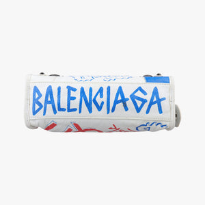 Pre-owned Balenciaga Classic Mini City Graffiti White×Multicolor Arena Lambskin 300295 shoulderbag | stylenewstar