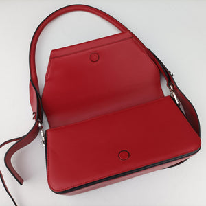 Pre-owned Prada COGNAC N Red × black Leather 1BD166 shoulderbag | stylenewstar