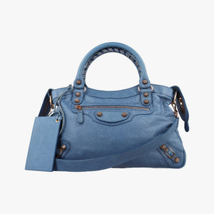 Pre-owned Balenciaga Giant City Blue Lambskin shoulderbag | stylenewstar
