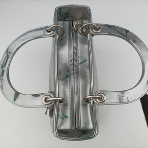 Vintage Christian Dior Lady Dior Floral Printed Silver Patent Leather shoulderbag | stylenewstar