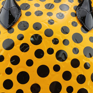 Pre-owned Louis Vuitton Dot Infinity Lockit MM Yayoi Kusama Jaune×Black Vernis M91398 handbag | stylenewstar