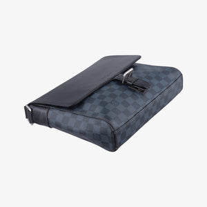 Pre-owned Louis Vuitton Newport Messenger PM black×navy Damier Cobalt N41587 shoulderbag | stylenewstar