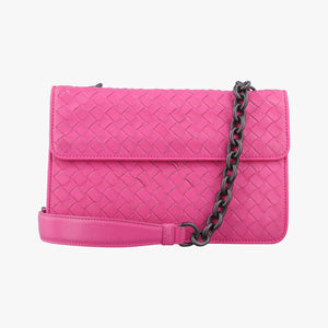 Pre-owned Bottega Veneta Intrecciato Olimpia Pink lambskin shoulderbag | stylenewstar
