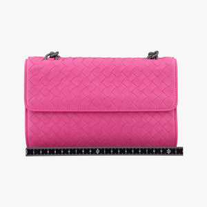 Pre-owned Bottega Veneta Intrecciato Olimpia Pink lambskin shoulderbag | stylenewstar