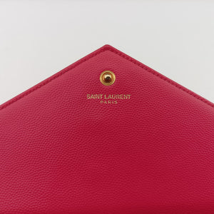 Pre-owned Yves Saint Laurent Envelope Fuchsia Grain de Poudre leather 377828 shoulderbag | stylenewstar