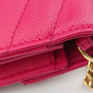 Pre-owned Yves Saint Laurent Envelope Fuchsia Grain de Poudre leather 377828 shoulderbag | stylenewstar