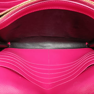 Pre-owned Yves Saint Laurent Envelope Fuchsia Grain de Poudre leather 377828 shoulderbag | stylenewstar