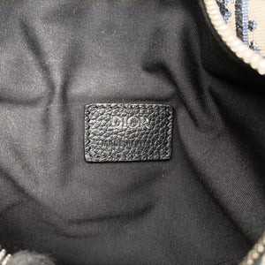 Pre-owned Christian Dior saddle Navy Jacquard×Leather bum bag/waist bag | stylenewstar