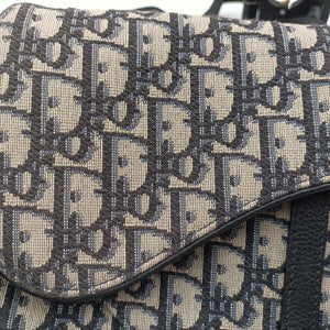 Pre-owned Christian Dior saddle Navy Jacquard×Leather bum bag/waist bag | stylenewstar