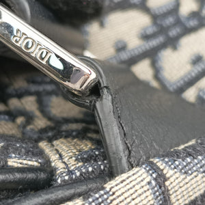 Pre-owned Christian Dior saddle Navy Jacquard×Leather bum bag/waist bag | stylenewstar