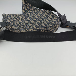 Pre-owned Christian Dior saddle Navy Jacquard×Leather bum bag/waist bag | stylenewstar