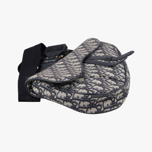 Pre-owned Christian Dior saddle Navy Jacquard×Leather bum bag/waist bag | stylenewstar