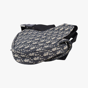 Pre-owned Christian Dior saddle Navy Jacquard×Leather bum bag/waist bag | stylenewstar