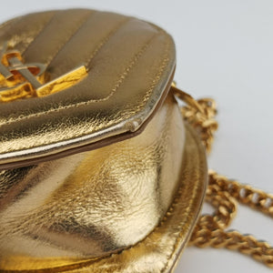 Pre-owned Yves Saint Laurent Love heart V stitch Golden Leather 448050 shoulderbag | stylenewstar