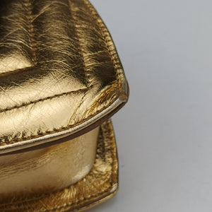 Pre-owned Yves Saint Laurent Love heart V stitch Golden Leather 448050 shoulderbag | stylenewstar