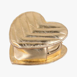 Pre-owned Yves Saint Laurent Love heart V stitch Golden Leather 448050 shoulderbag | stylenewstar