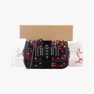 Pre-owned Christian Louboutin Sweet Charity Scarabe Spike Black Leather shoulderbag | stylenewstar