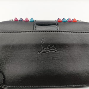 Pre-owned Christian Louboutin Sweet Charity Scarabe Spike Black Leather shoulderbag | stylenewstar