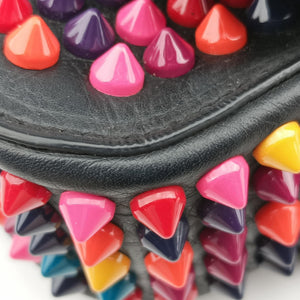 Pre-owned Christian Louboutin Sweet Charity Scarabe Spike Black Leather shoulderbag | stylenewstar