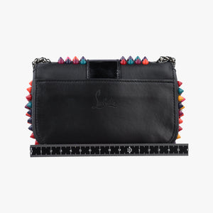 Pre-owned Christian Louboutin Sweet Charity Scarabe Spike Black Leather shoulderbag | stylenewstar