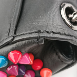 Pre-owned Christian Louboutin Sweet Charity Scarabe Spike Black Leather shoulderbag | stylenewstar